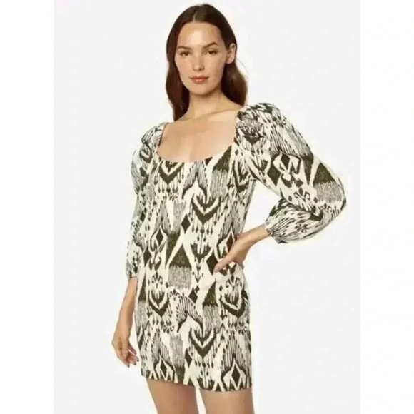 $295 Misa Los Angeles Marta Pouf Shoulder Dress XS Extra Small Mini Cream - Picture 1 of 7